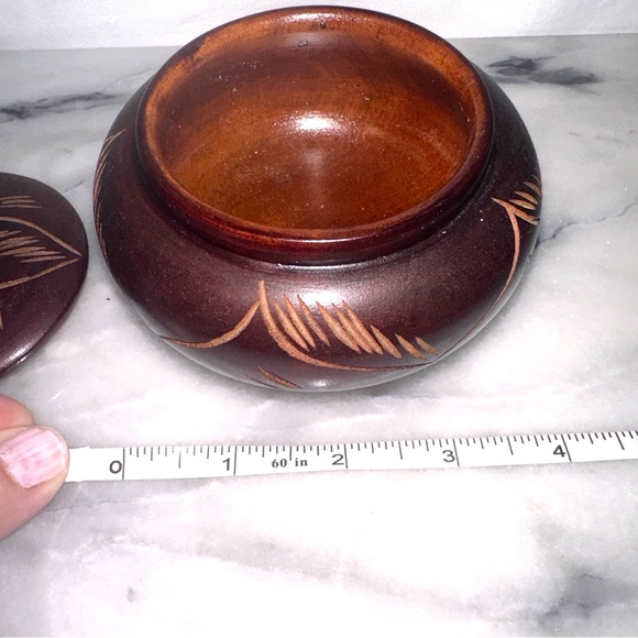 Handcrafted Wooden Japanese Style Sugar or Spice Bowl with and Lid Spoon Carved - Picture 11 of 11